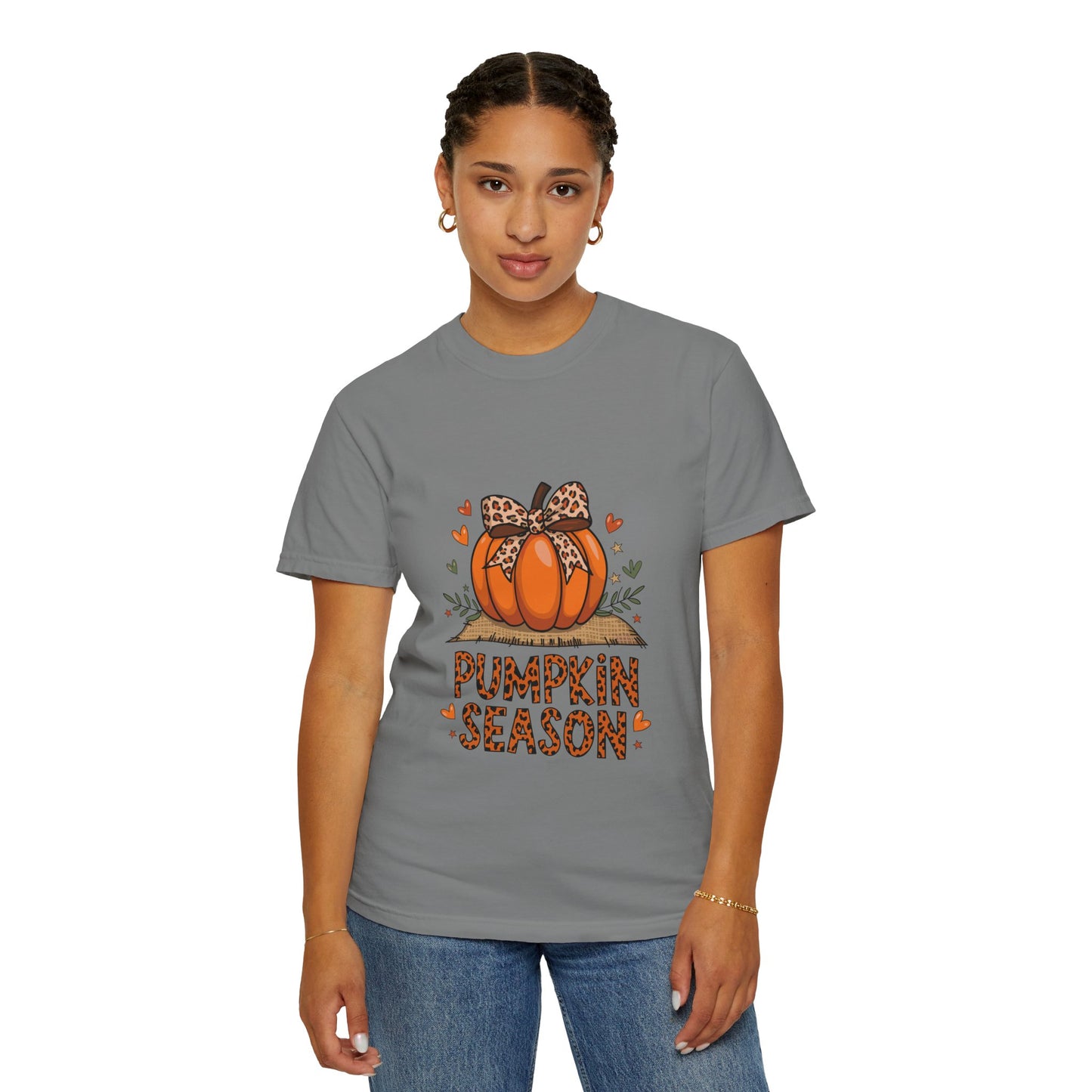 Pumpkin Season Unisex Garment-Dyed T-shirt – Leopard Print Pumpkin Fall Shirt