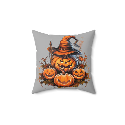 Double-Sided Halloween Town Pumpkin Design Spun Polyester Square Pillow - 100% Polyester