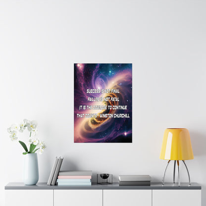 Galactic Inspiration: Vertical Poster with Winston Churchill's Timeless Quote