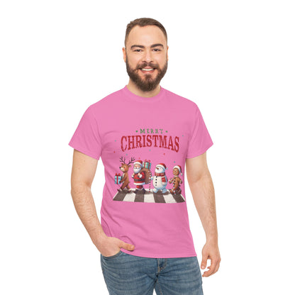 Merry Christmas Unisex Heavy Cotton Tee - Front & Back Holiday Print - 100% Cotton