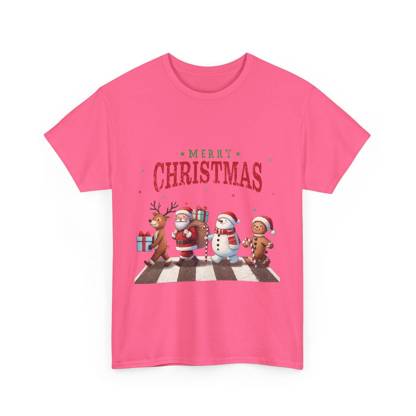 Merry Christmas Unisex Heavy Cotton Tee - Front & Back Holiday Print - 100% Cotton