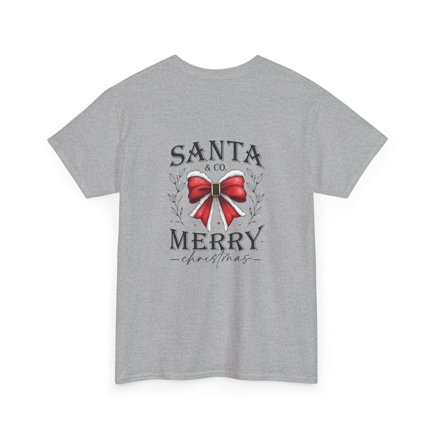 Merry Christmas Unisex Heavy Cotton Tee - Front & Back Holiday Print - 100% Cotton