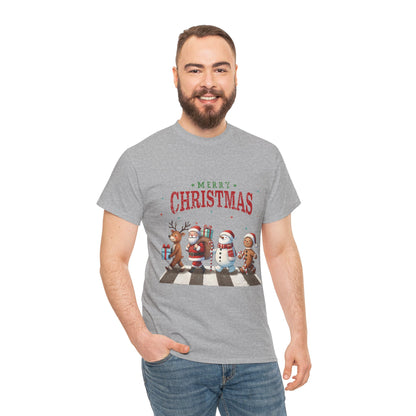 Merry Christmas Unisex Heavy Cotton Tee - Front & Back Holiday Print - 100% Cotton