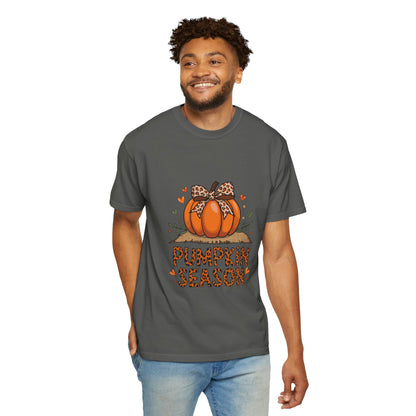 Pumpkin Season Unisex Garment-Dyed T-shirt – Leopard Print Pumpkin Fall Shirt