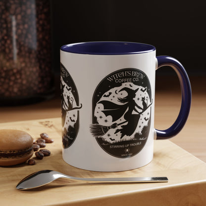 Witch's Brew Coffee Co. Accent Ceramic Mug - 11oz & 15oz - Stirring Up Trouble Design