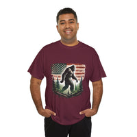 Bigfoot American Flag Shirt – Sasquatch Forest Graphic Cotton Tee