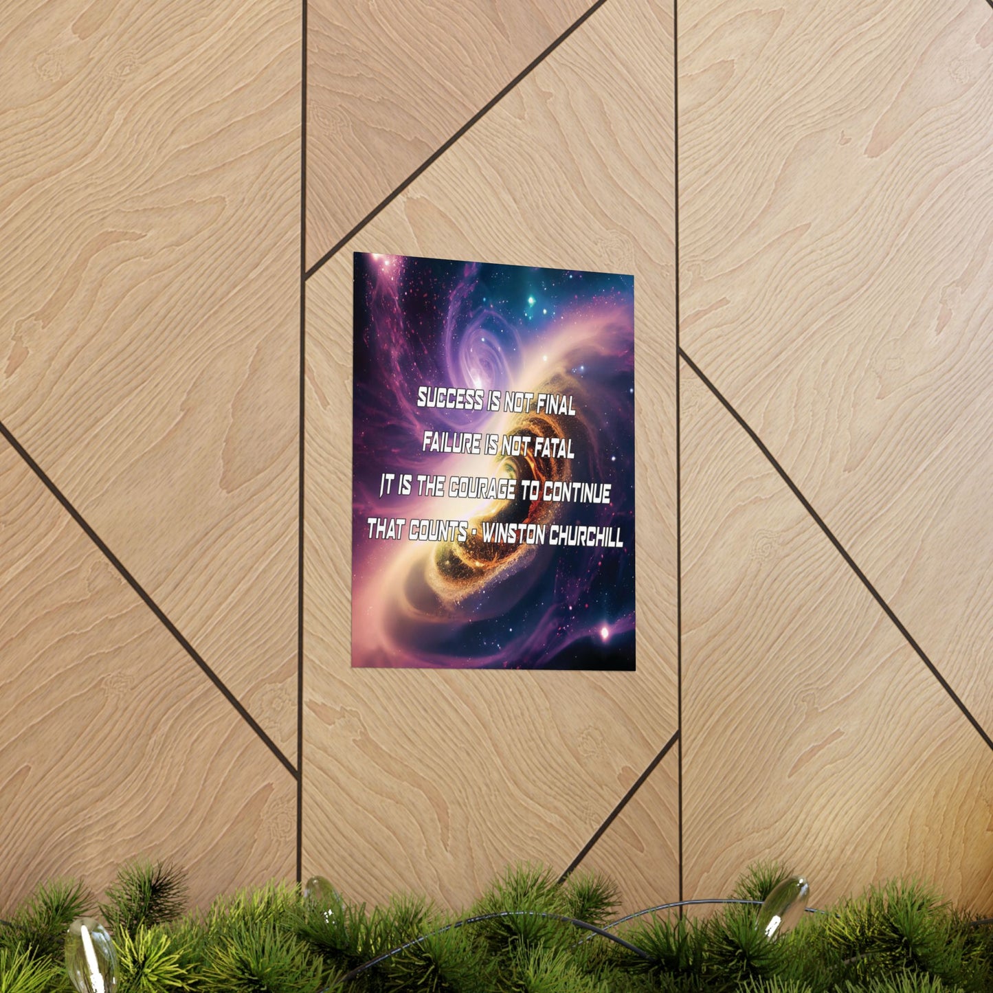 Galactic Inspiration: Vertical Poster with Winston Churchill's Timeless Quote