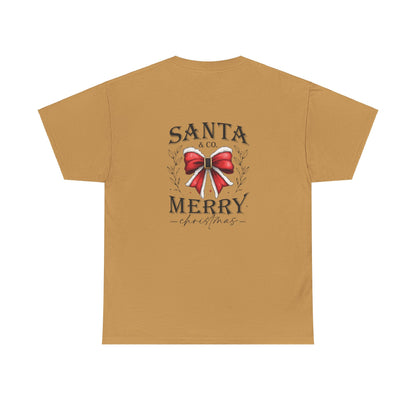 Merry Christmas Unisex Heavy Cotton Tee - Front & Back Holiday Print - 100% Cotton