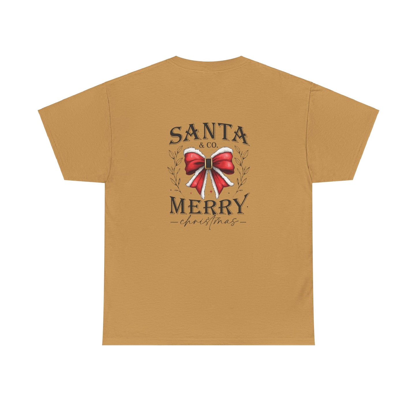 Merry Christmas Unisex Heavy Cotton Tee - Front & Back Holiday Print - 100% Cotton