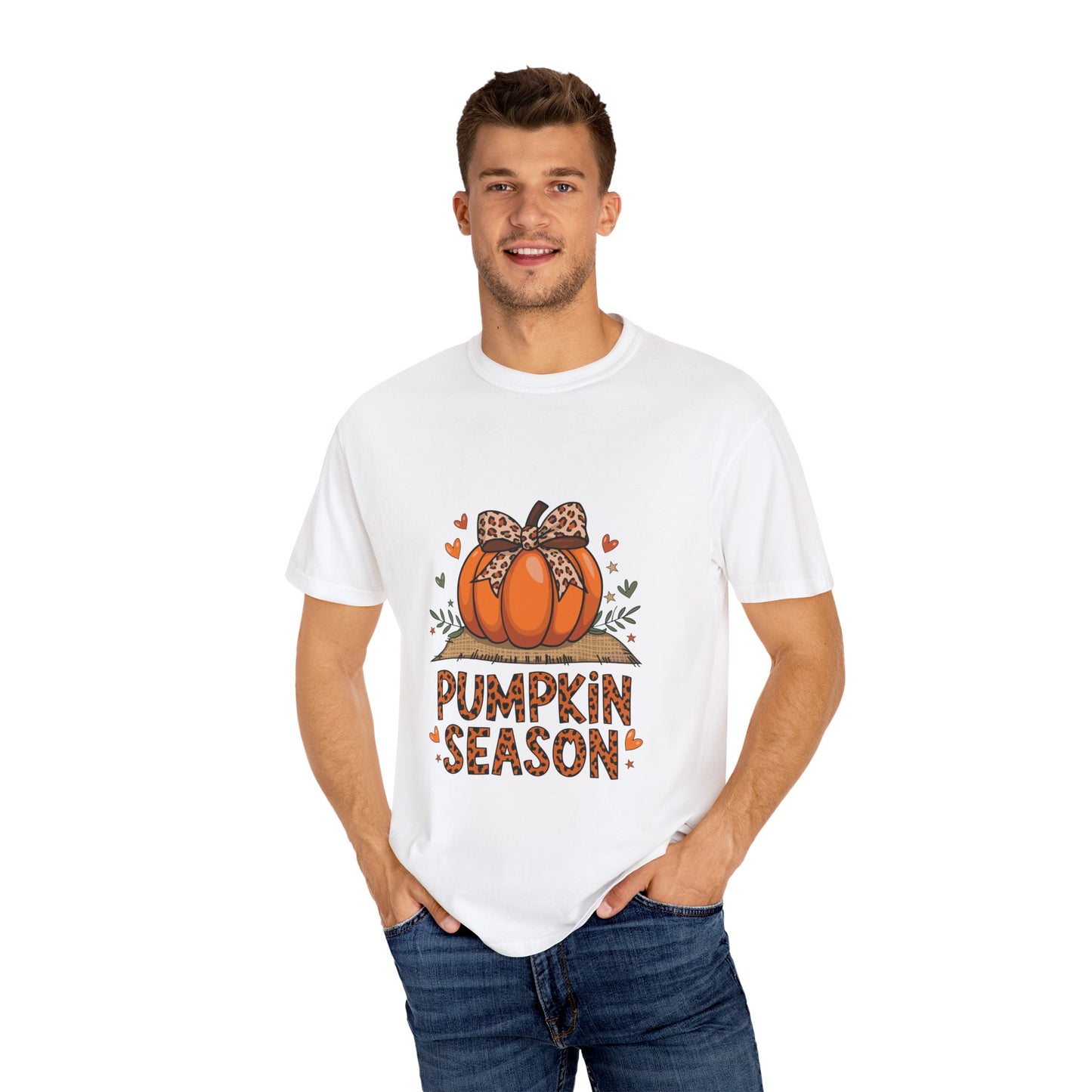 Pumpkin Season Unisex Garment-Dyed T-shirt – Leopard Print Pumpkin Fall Shirt