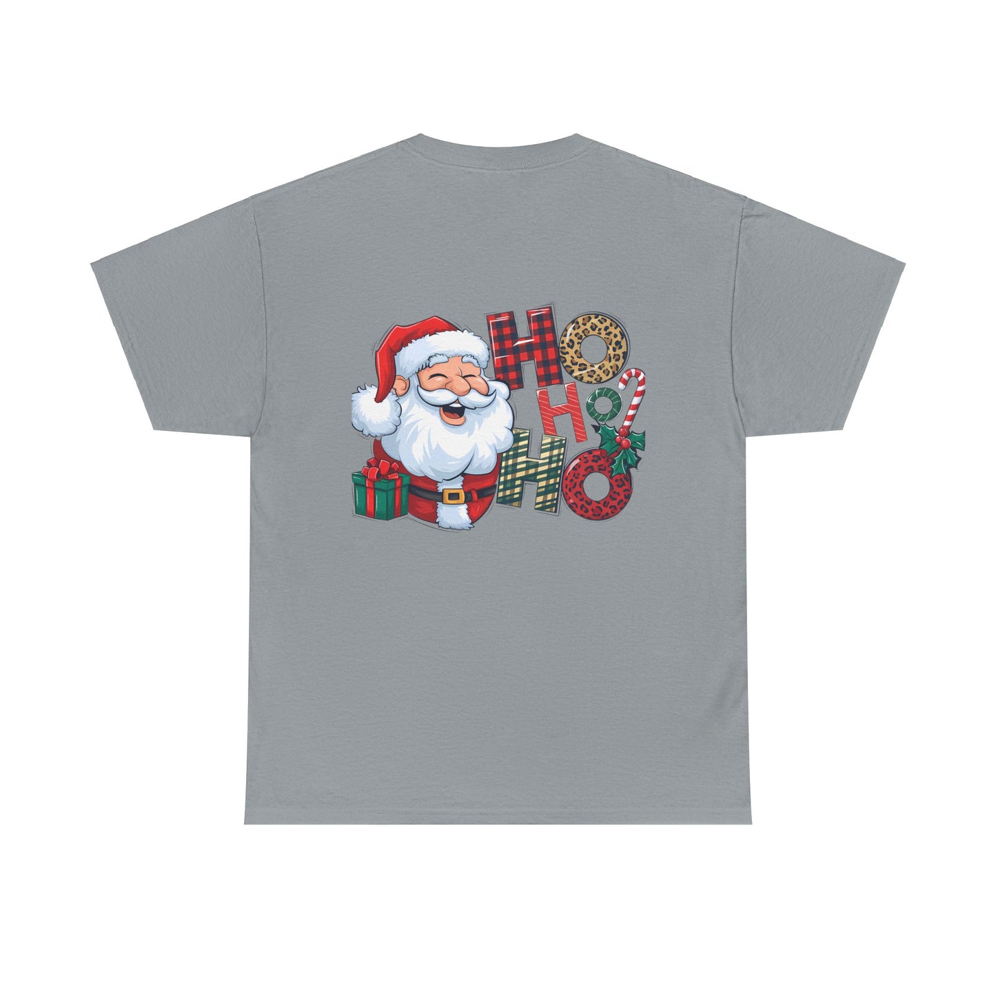 Merry Christmas Gnome and Santa Unisex Heavy Cotton Tee - Front & Back Print - 100% Cotton