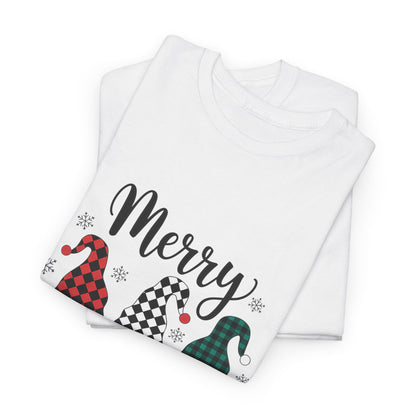 Merry Christmas Gnome and Santa Unisex Heavy Cotton Tee - Front & Back Print - 100% Cotton