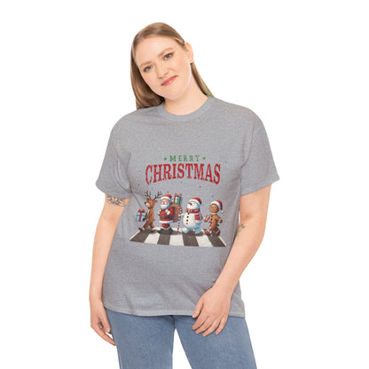 Merry Christmas Unisex Heavy Cotton Tee - Front & Back Holiday Print - 100% Cotton