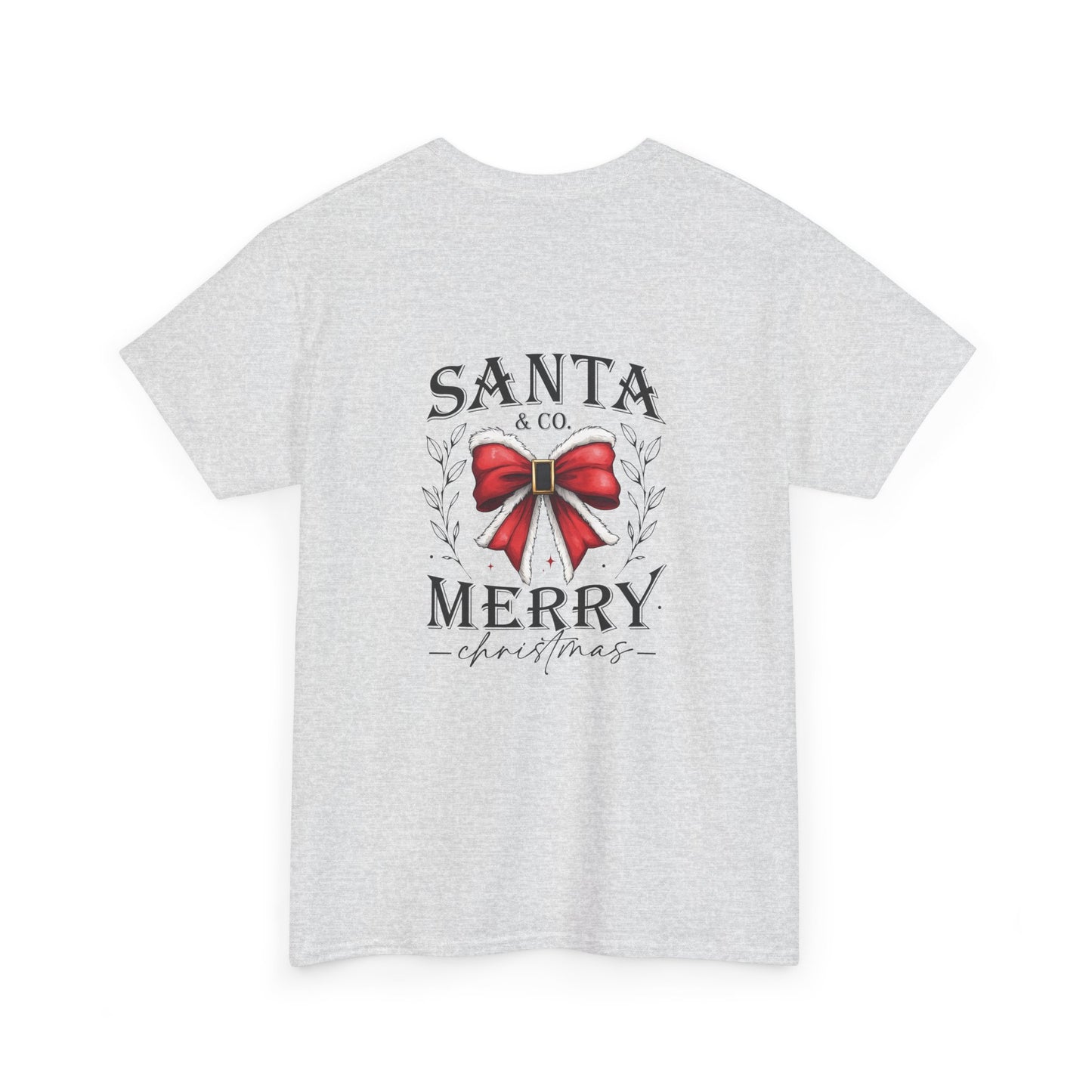 Merry Christmas Unisex Heavy Cotton Tee - Front & Back Holiday Print - 100% Cotton