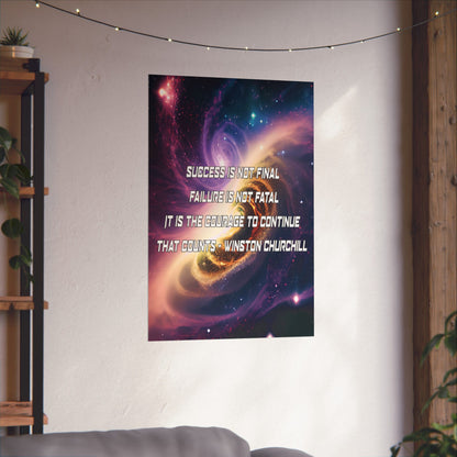 Galactic Inspiration: Vertical Poster with Winston Churchill's Timeless Quote