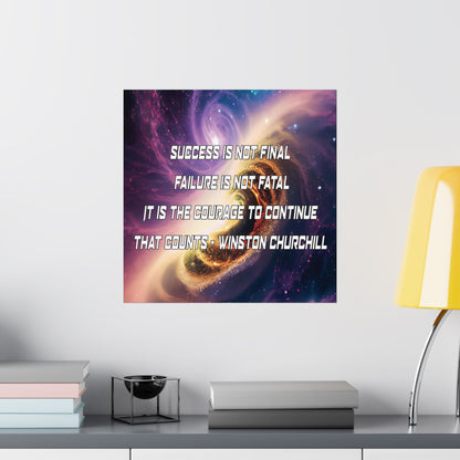 Galactic Inspiration: Vertical Poster with Winston Churchill's Timeless Quote