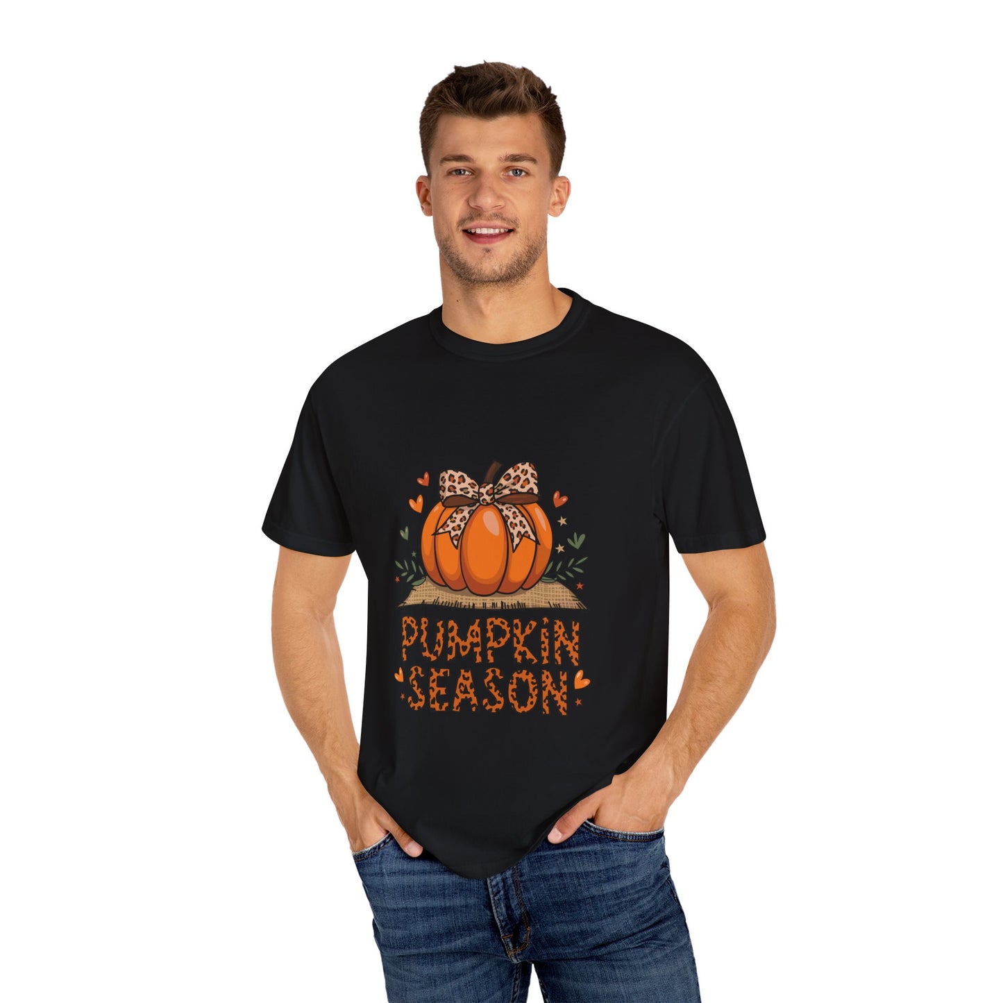 Pumpkin Season Unisex Garment-Dyed T-shirt – Leopard Print Pumpkin Fall Shirt