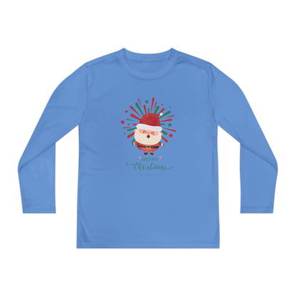 Festive Santa Youth Long Sleeve Tee - Moisture-Wicking Christmas Shirt