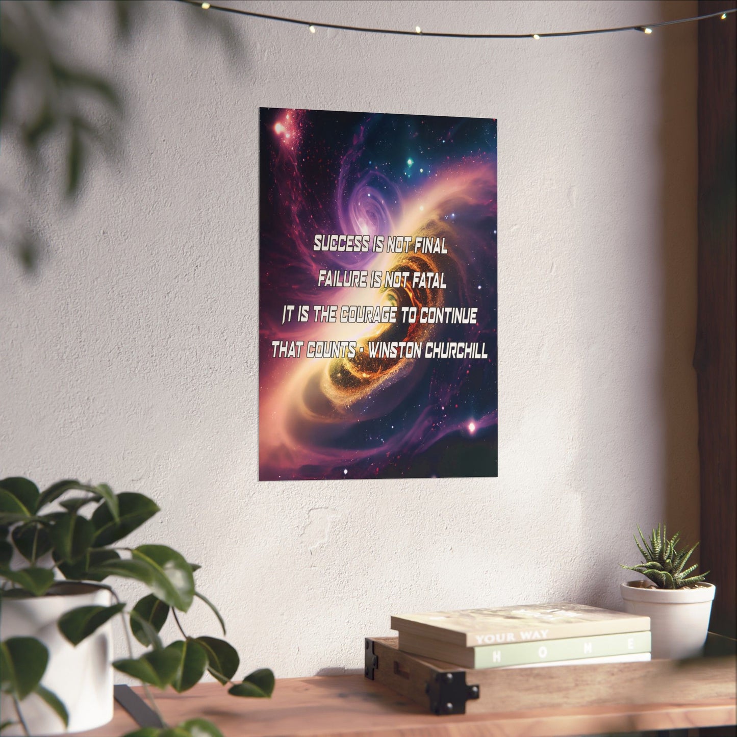 Galactic Inspiration: Vertical Poster with Winston Churchill's Timeless Quote