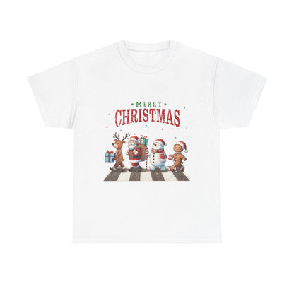 Merry Christmas Unisex Heavy Cotton Tee - Front & Back Holiday Print - 100% Cotton